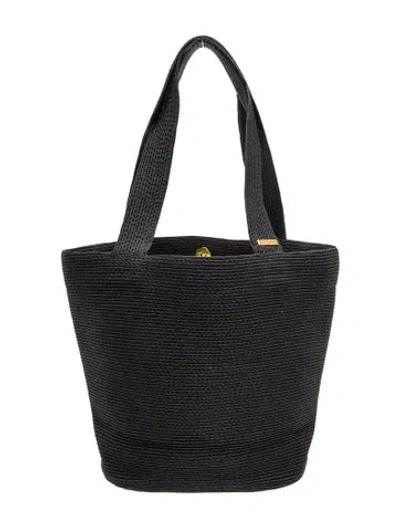 Pre-owned Eric Javits Raffia Tote In Black