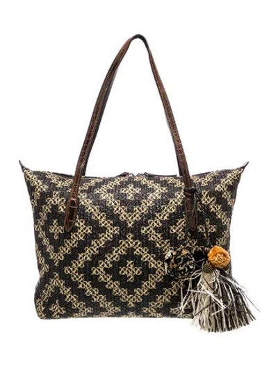 Pre-owned Eric Javits Raffia Tote In Black/neutrals