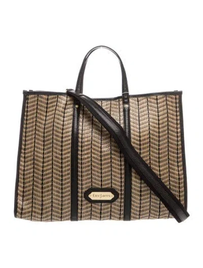 Pre-owned Eric Javits Raffia Tote W/ Tags In Brown/neutrals