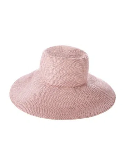 Pre-owned Eric Javits Raffia Wide Brim Sun Hat In Pink
