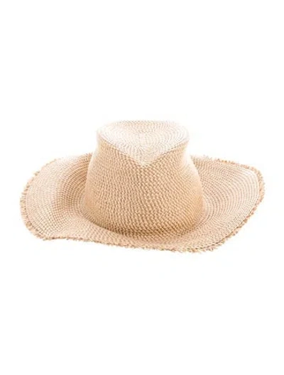Pre-owned Eric Javits Raffia Woven Bucket Hat In Neutrals
