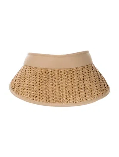 Pre-owned Eric Javits Raffia Woven Sun Visor In Neutrals