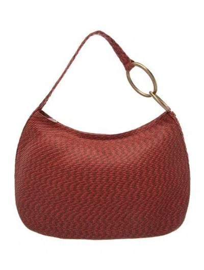 Pre-owned Eric Javits Rattan Shoulder Bag In Burgundy