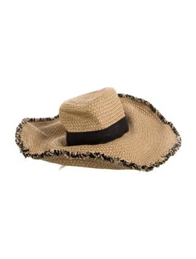 Pre-owned Eric Javits Raw Edges Sun Hat In Black/neutrals