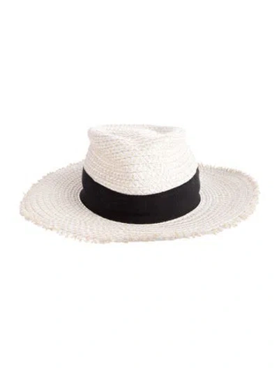 Pre-owned Eric Javits Raw-edge Trim Sun Hat In Neutrals
