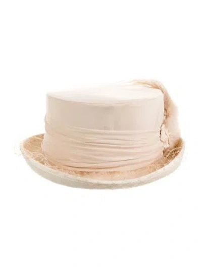 Pre-owned Eric Javits Satin Formal Hat In Neutrals