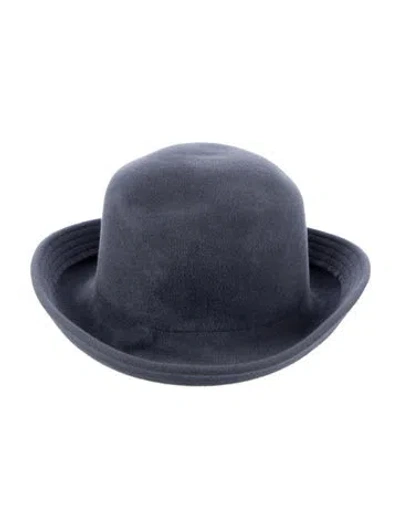 Pre-owned Eric Javits Short Brim Bowler Hat In Blue