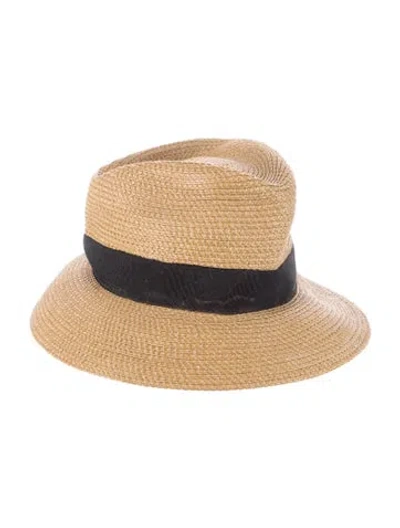 Pre-owned Eric Javits Solid Straw Panama Hatt In Neutral