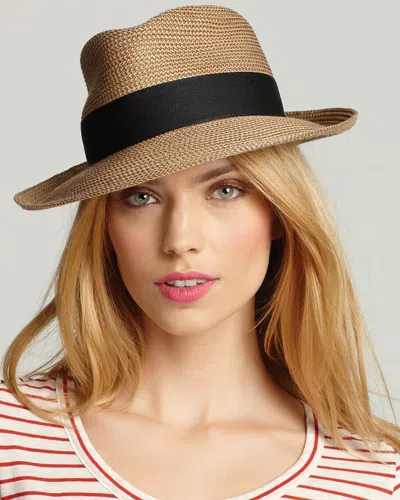Eric Javits Squishee Classic Woven Fedora Hat In Natural Black