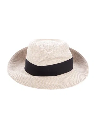 Pre-owned Eric Javits Squishee Classic Straw Hat In Neutrals