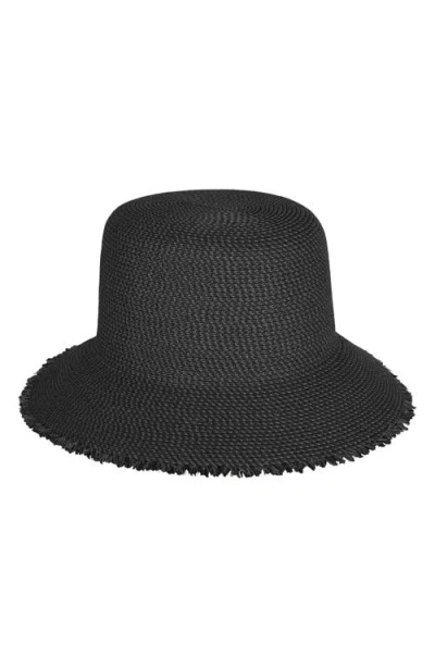Eric Javits Squishee® Straw Bucket Hat In Black Speckle