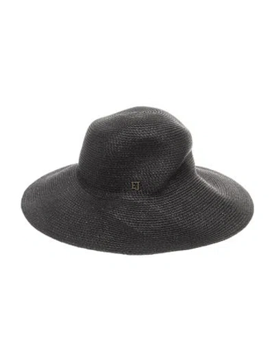 Pre-owned Eric Javits Straw Beach Hat In Black