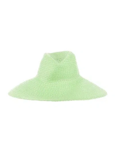 Pre-owned Eric Javits Straw Beach Hat In Green