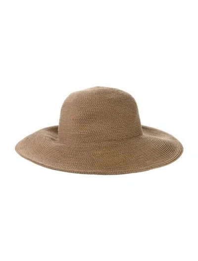 Pre-owned Eric Javits Straw Beach Hat In Neutral