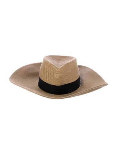 Pre-owned Eric Javits Straw Beach Hat In Neutral
