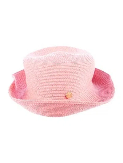 Pre-owned Eric Javits Straw Beach Hat In Pink