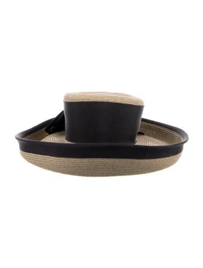 Pre-owned Eric Javits Straw Boater Hat In Neutral