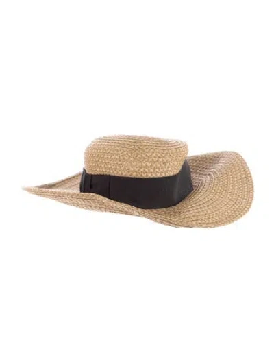 Pre-owned Eric Javits Straw Boater Hat In Neutrals