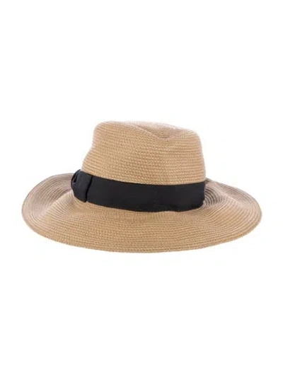 Pre-owned Eric Javits Straw Boater Hat In Neutrals