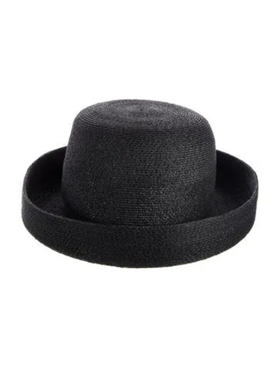 Pre-owned Eric Javits Straw Bowler Hat In Black