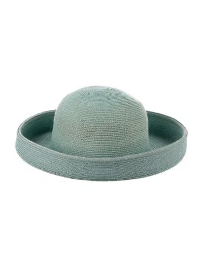 Pre-owned Eric Javits Straw Bowler Hat In Green