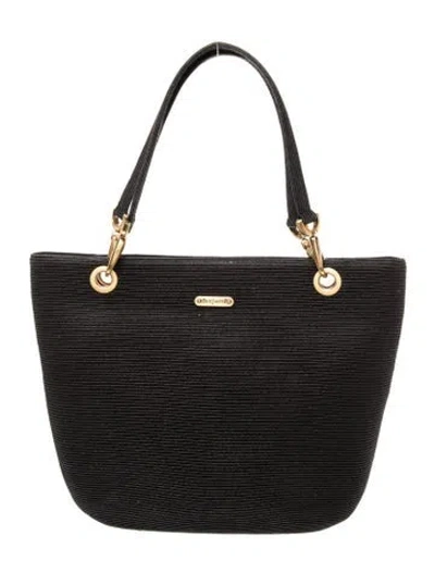 Pre-owned Eric Javits Straw Bucket Bag In Black