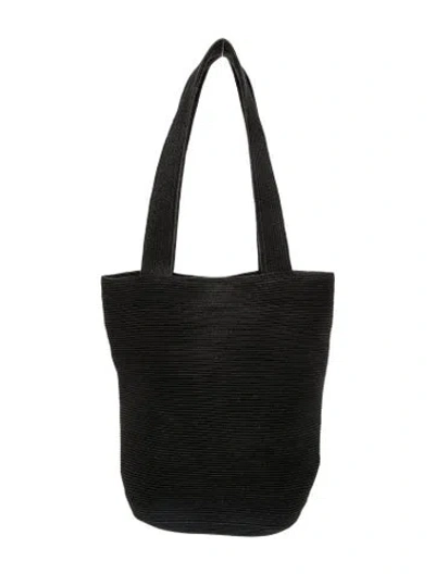 Pre-owned Eric Javits Straw Bucket Bag In Black