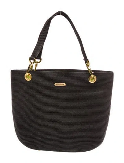 Pre-owned Eric Javits Straw Bucket Bag In Black