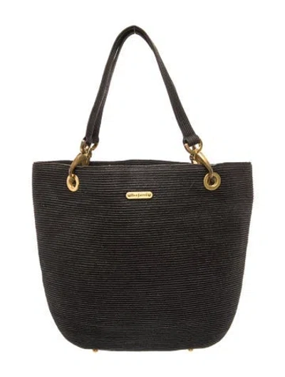 Pre-owned Eric Javits Straw Bucket Bag In Black
