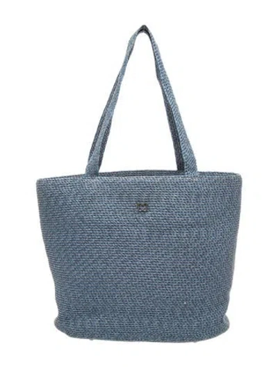 Pre-owned Eric Javits Straw Bucket Bag In Blue