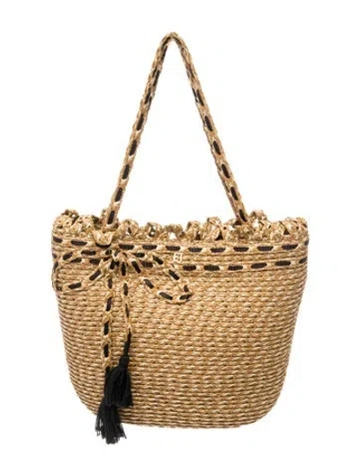 Pre-owned Eric Javits Straw Bucket Bag In Neutral