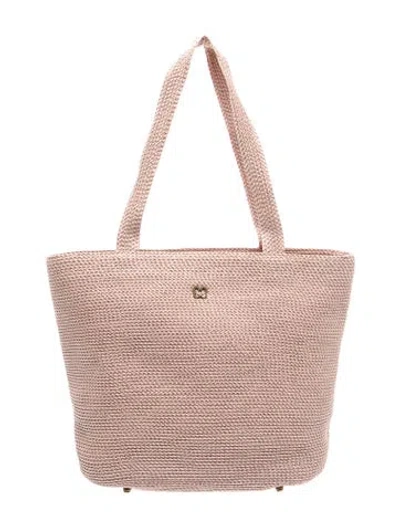 Pre-owned Eric Javits Straw Bucket Bag In Pink