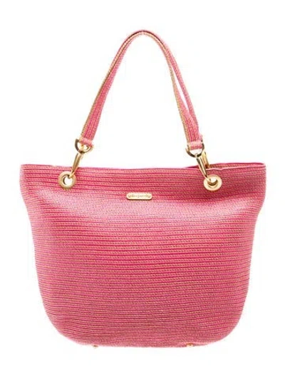 Pre-owned Eric Javits Straw Bucket Bag In Pink