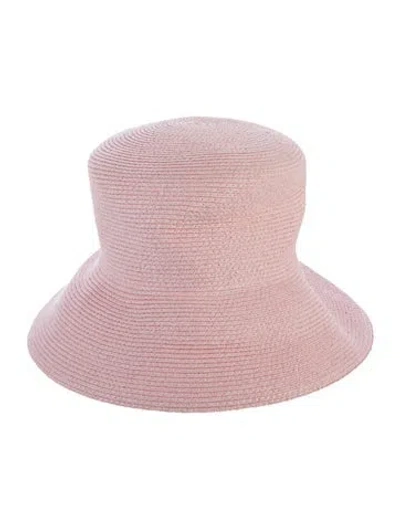 Pre-owned Eric Javits Straw Bucket Hat In Pink
