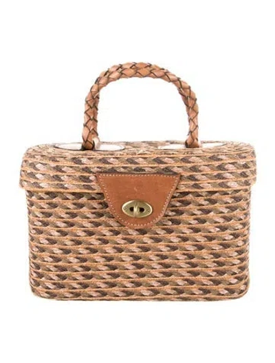 Pre-owned Eric Javits Straw Cosmetic Bag In Brown