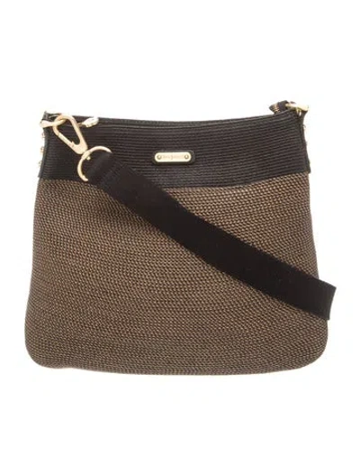 Pre-owned Eric Javits Straw Crossbody Bag In Black/brown