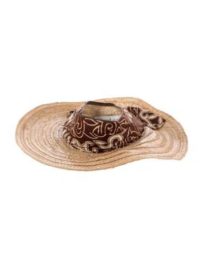 Pre-owned Eric Javits Straw Cutout Hat In Neutral