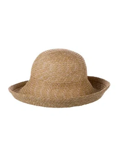 Pre-owned Eric Javits Straw Fedora Hat In Neutral