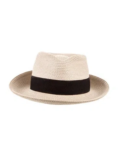 Pre-owned Eric Javits Straw Fedora Hat In Neutral