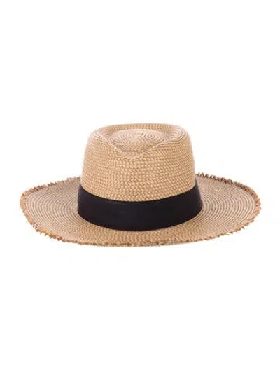 Pre-owned Eric Javits Straw Fedora Hat In Neutral