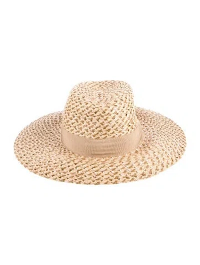 Pre-owned Eric Javits Straw Fedora Hat In Neutrals