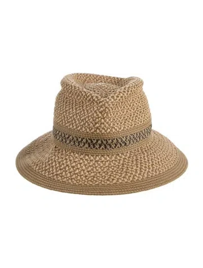 Pre-owned Eric Javits Straw Fedora Hat In Neutrals