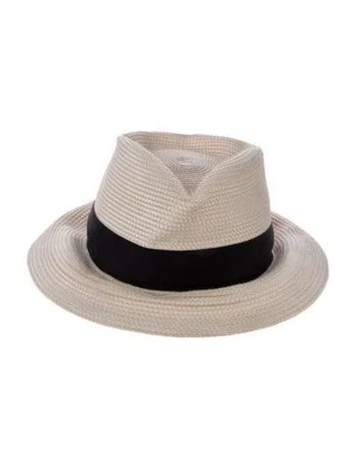 Pre-owned Eric Javits Straw Fedora Hat In Yellow