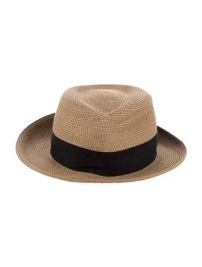 Pre-owned Eric Javits Straw Fedora In Neutral