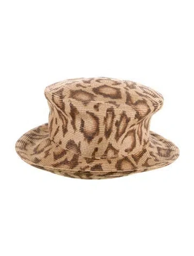 Pre-owned Eric Javits Straw Fedora In Neutrals