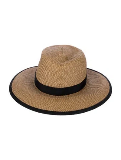 Pre-owned Eric Javits Straw Fedora Visor In Neutrals