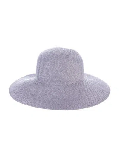 Pre-owned Eric Javits Straw Floppy Hat In Purple