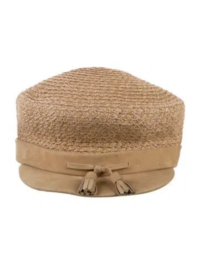 Pre-owned Eric Javits Straw Newsboy Hat In Neutrals