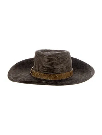 Pre-owned Eric Javits Straw Panama Hat In Black