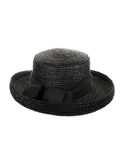 Pre-owned Eric Javits Straw Panama Hat In Black